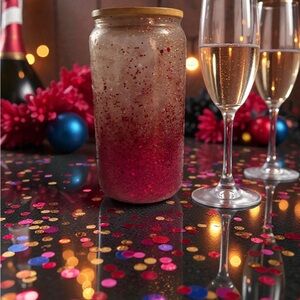 Red and Gold Glitter Glass Tumbler